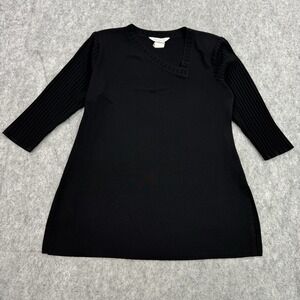 Exclusively Misook Top Large Black Asymmetric Neckline Slinky Capsule Travel